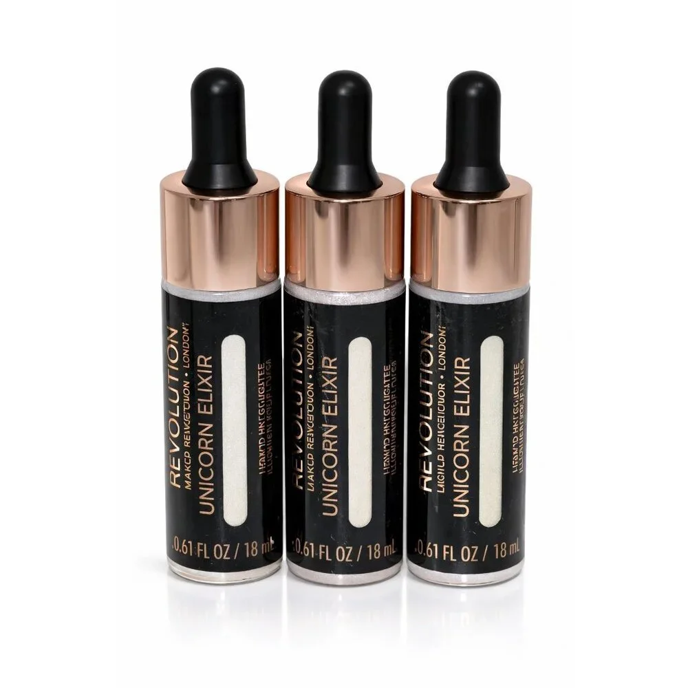 Makeup Revolution Unicorn Elixir Liquid Highlighter 0.61oz / 18ml – Lot of 3 – N